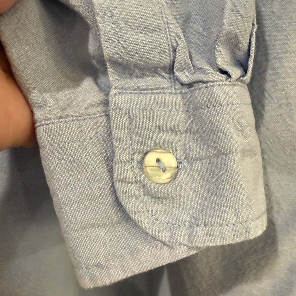 Casey Coleman Vintage Blue Cotton Embroidered Garden Shirt Womens Plant LadyM/L - Picture 4 of 13